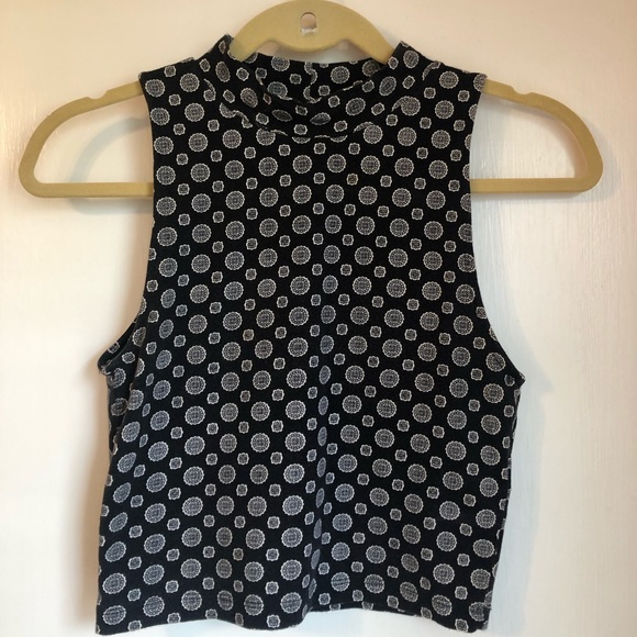 Black High Neck Crop Top - Picture 4 of 5